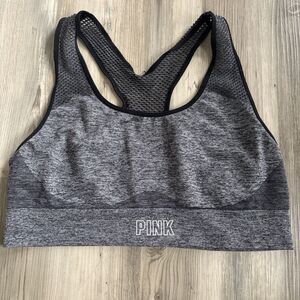 Victoria Sport Pink Seamless Lightly Lined Gray Mesh Sports Bra Size XL